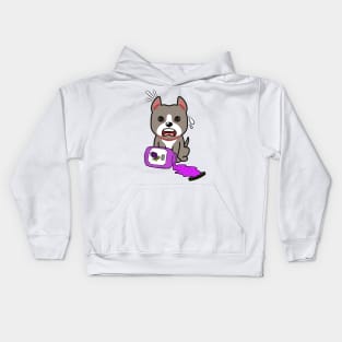 Funny grey dog spilled grape jam Kids Hoodie